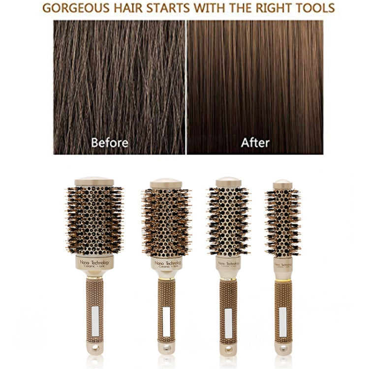 Brosse Ronde en Aluminium Céramique avec Poils en Nylon, Brosse Coiffante Professionnelle pour Barbier