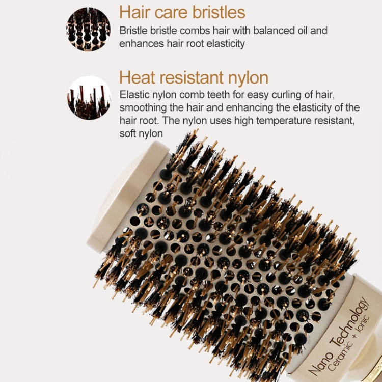 Brosse Ronde en Aluminium Céramique avec Poils en Nylon, Brosse Coiffante Professionnelle pour Barbier