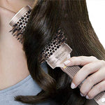Brosse Ronde en Aluminium Céramique avec Poils en Nylon, Brosse Coiffante Professionnelle pour Barbier