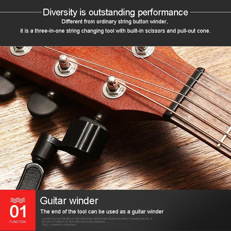 Kit d'outils pour changer les cordes de guitare : coupe-cordes, enrouleur de cordes, pince 3 en 1, accessoires pour guitare