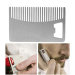 Peigne Barbe et Cheveux en Métal avec Ouvre-bouteille, Outil Multi-usage Format Carte de Crédit, Métal