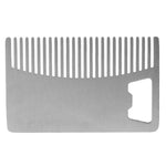 Peigne Barbe et Cheveux en Métal avec Ouvre-bouteille, Outil Multi-usage Format Carte de Crédit, Métal