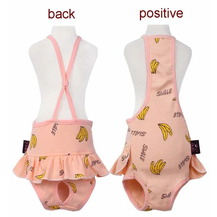 Culotte physiologique pour chien imprimée bananes, confortable, respirante, avec sangle, S, M, L, XL