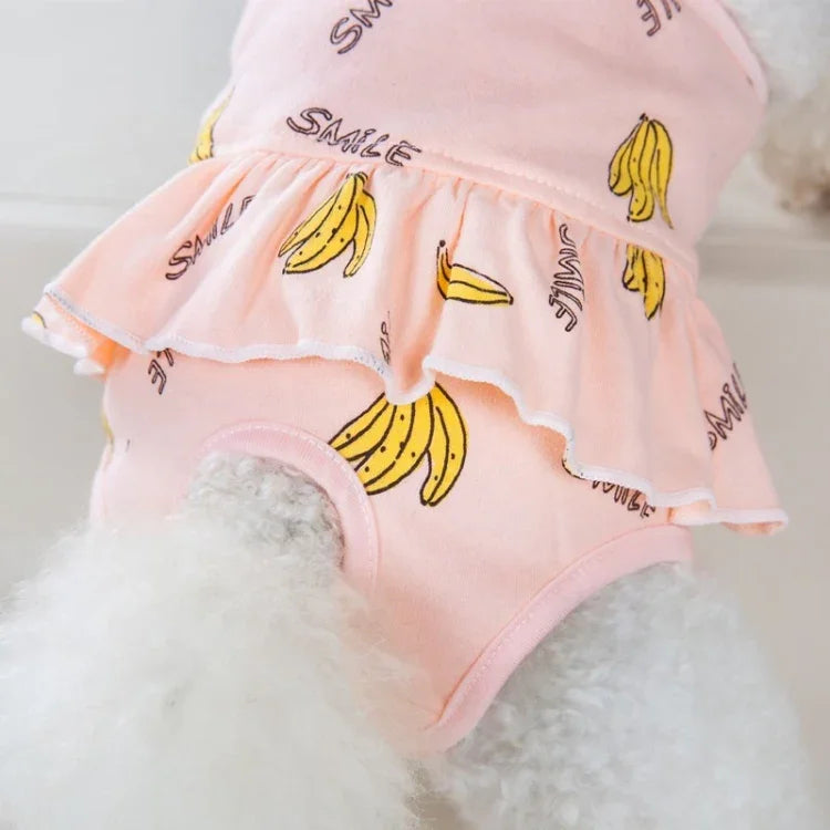 Culotte physiologique pour chien imprimée bananes, confortable, respirante, avec sangle, S, M, L, XL