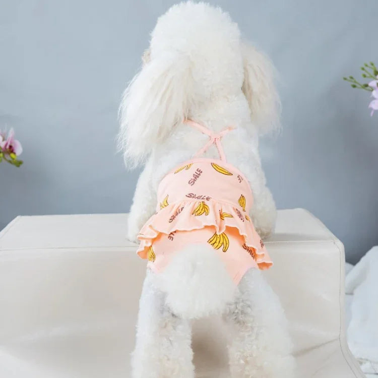 Culotte physiologique pour chien imprimée bananes, confortable, respirante, avec sangle, S, M, L, XL
