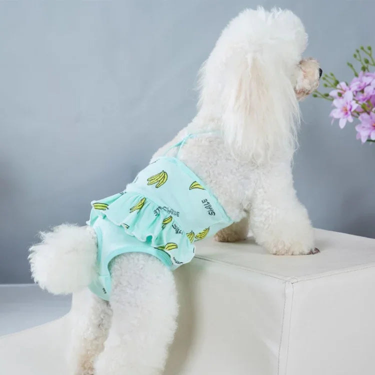 Culotte physiologique pour chien imprimée bananes, confortable, respirante, avec sangle, S, M, L, XL