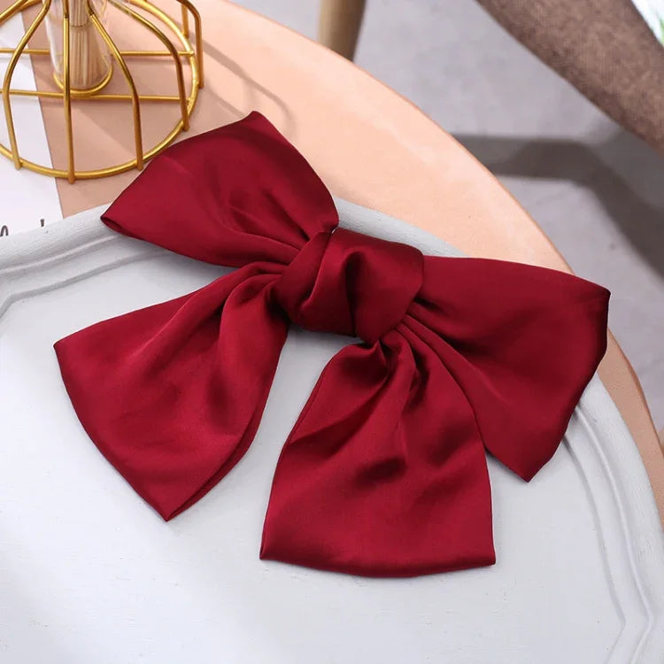 5 pinces à cheveux en satin avec nœud, accessoires de coiffure pour l'arrière de la tête, rouge lie de vin, noir, vert foncé