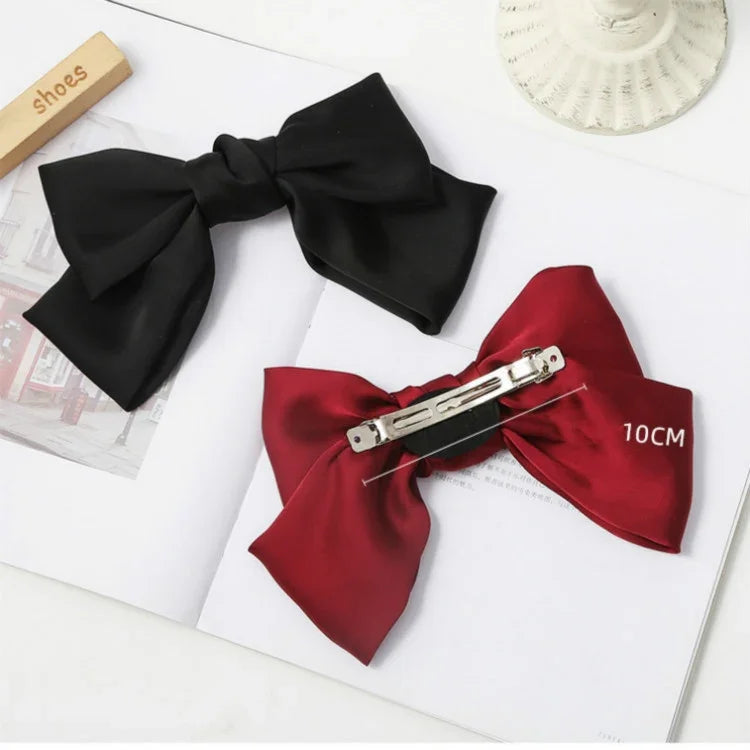 5 pinces à cheveux en satin avec nœud, accessoires de coiffure pour l'arrière de la tête, rouge lie de vin, noir, vert foncé
