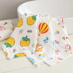 Mouchoir carré en coton gaze six couches pour bébé, serviette de salive, motifs aléatoires, 25x25cm, 30x30cm