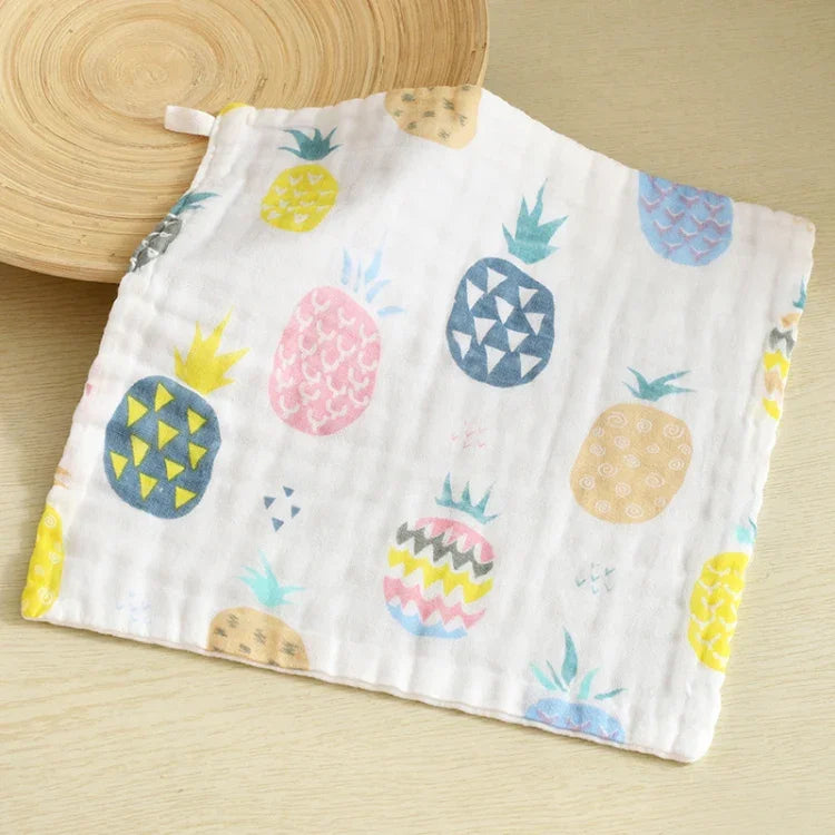 Mouchoir carré en coton gaze six couches pour bébé, serviette de salive, motifs aléatoires, 25x25cm, 30x30cm