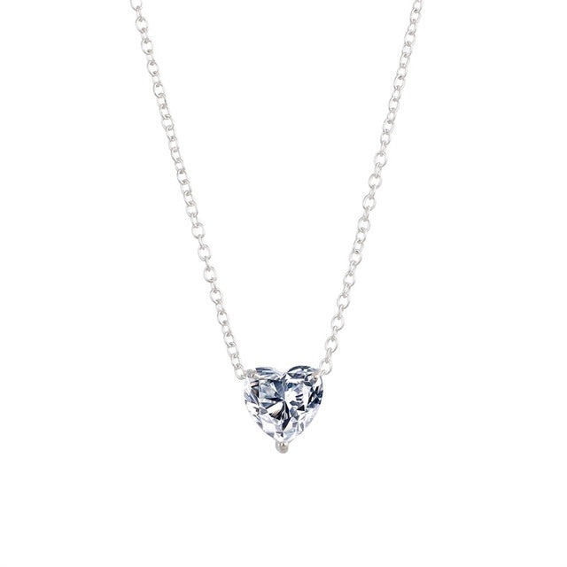 Collier Pendentif Cœur en Cristal Femme Court, Doré, Argenté