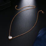 Collier Pendentif Cœur en Cristal Femme Court, Doré, Argenté