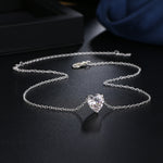 Collier Pendentif Cœur en Cristal Femme Court, Doré, Argenté