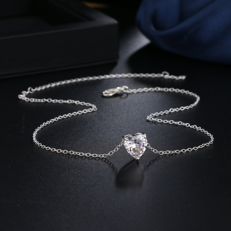 Collier Pendentif Cœur en Cristal Femme Court, Doré, Argenté