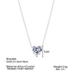 Collier Pendentif Cœur en Cristal Femme Court, Doré, Argenté