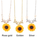Collier pendentif tournesol délicat pour femmes, collier de bijoux créatifs en fausses perles