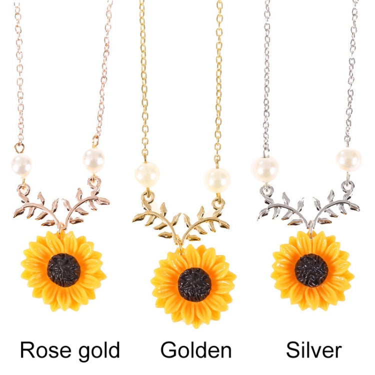 Collier pendentif tournesol délicat pour femmes, collier de bijoux créatifs en fausses perles