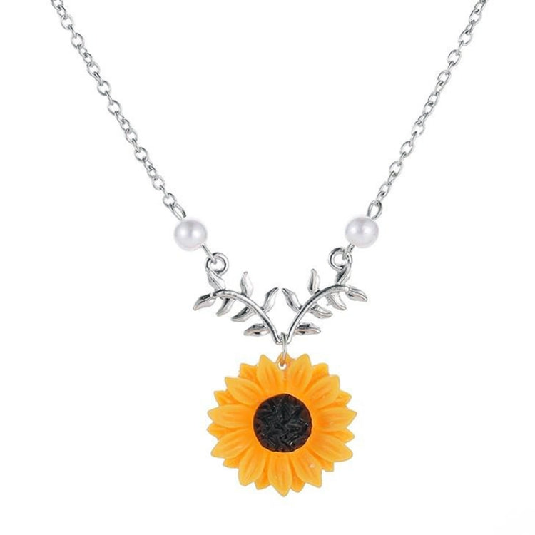 Collier pendentif tournesol délicat pour femmes, collier de bijoux créatifs en fausses perles