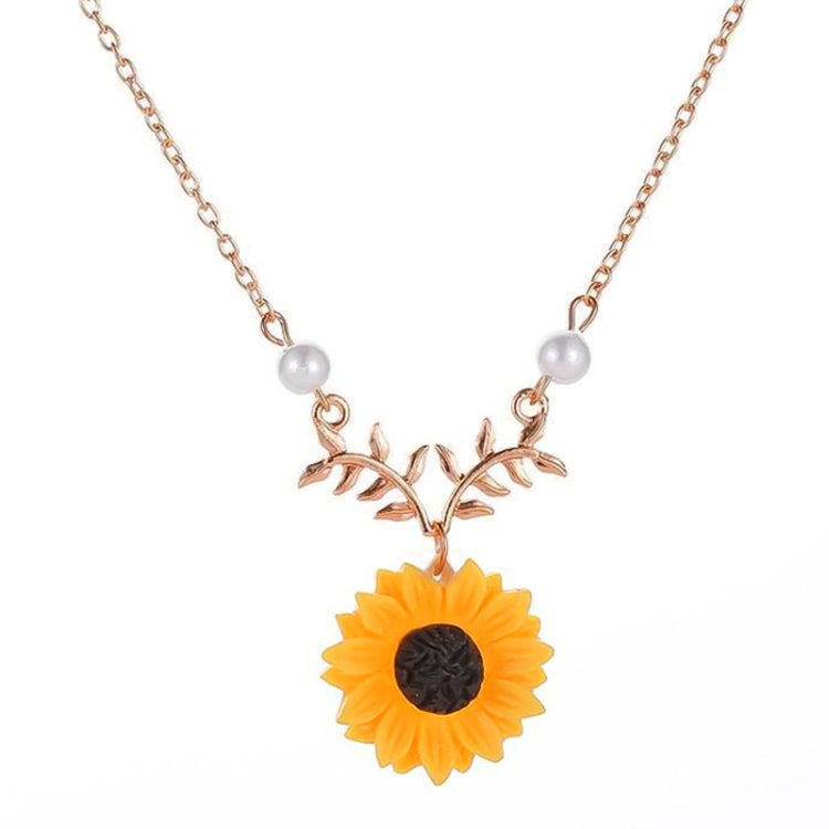 Collier pendentif tournesol délicat pour femmes, collier de bijoux créatifs en fausses perles