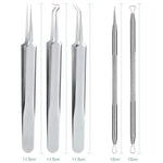 5 pièces/lot d'aiguilles anti-acné en acier inoxydable, pince anti-acné, outil pour points noirs, 5 en 1