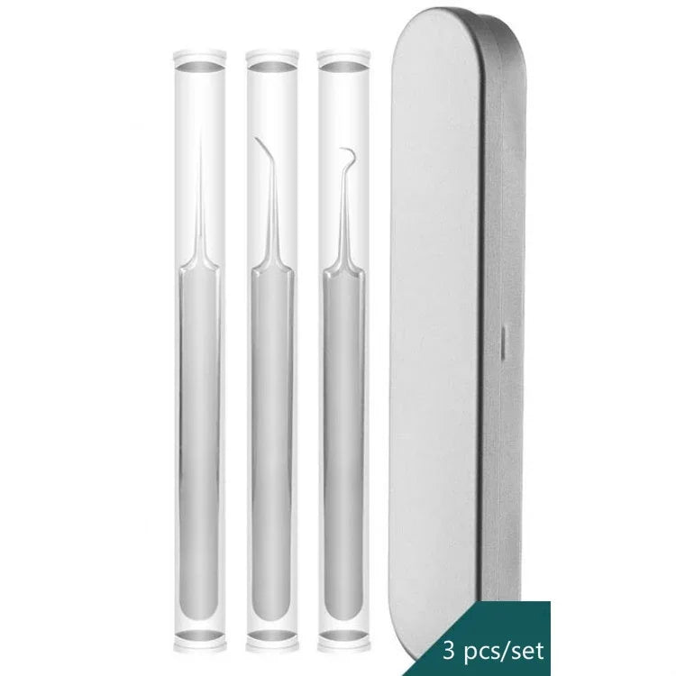 5 pièces/lot d'aiguilles anti-acné en acier inoxydable, pince anti-acné, outil pour points noirs, 5 en 1