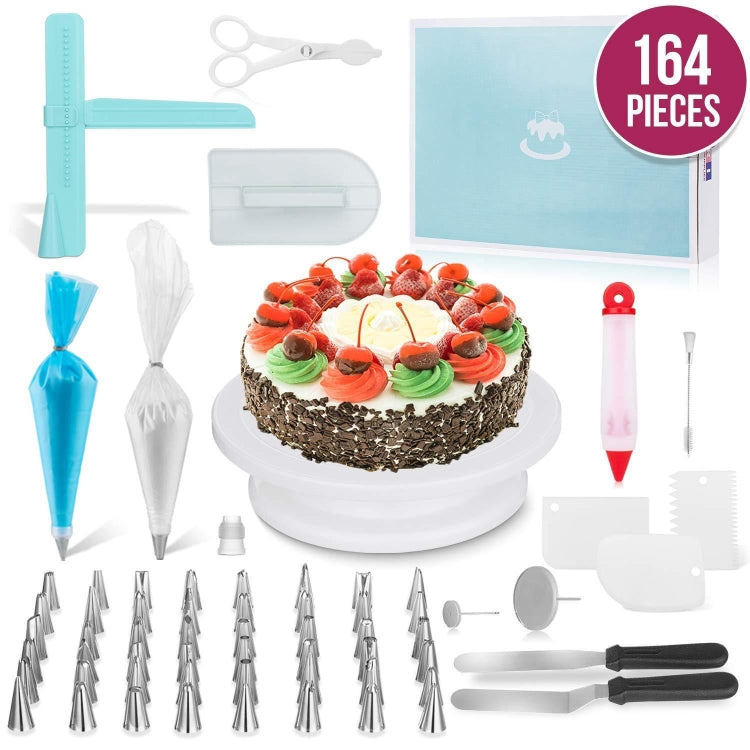 Ensemble de 164 outils de décoration de gâteaux, plateau tournant en acier inoxydable, 164 pièces/ensemble