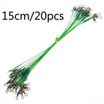 20 PCS Fils de Pêche Luya avec Fil Émerillon Anti-Morsure, 20CM, 25CM, 30CM, 15CM