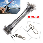 20 PCS Fils de Pêche Luya avec Fil Émerillon Anti-Morsure, 20CM, 25CM, 30CM, 15CM