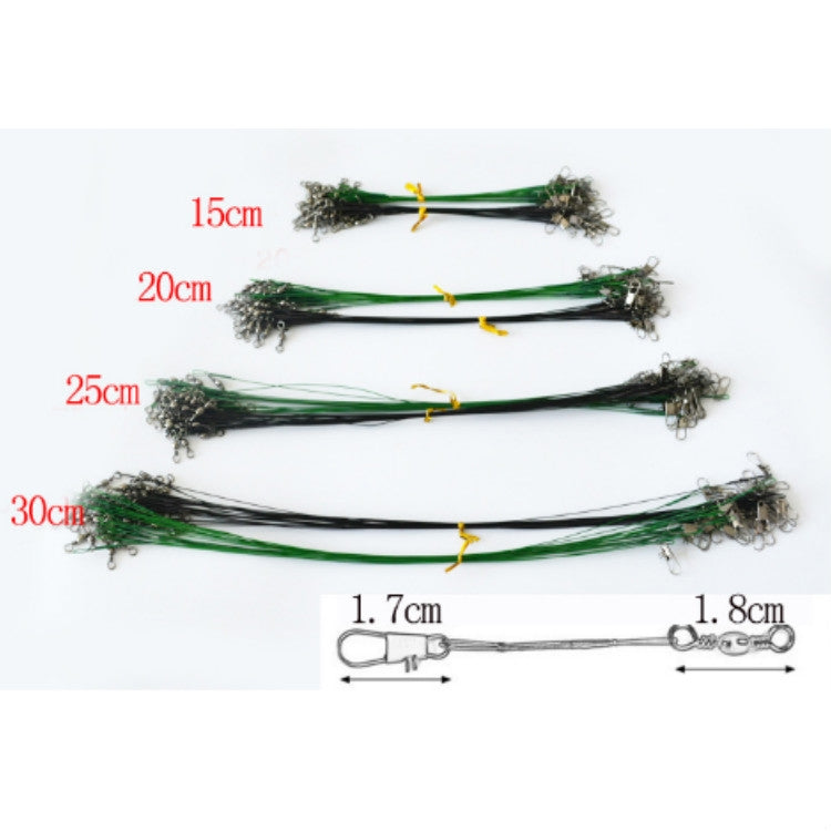 20 PCS Fils de Pêche Luya avec Fil Émerillon Anti-Morsure, 20CM, 25CM, 30CM, 15CM