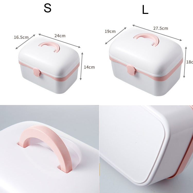 Boîte en plastique multifonctionnelle anti-poussière pour bijoux, cosmétiques, usage domestique, boîte à médicaments portable, S 24x16.5x14cm, L 27.5x19x18cm