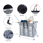 Panier à linge sale pliable à trois compartiments, organisateur de rangement pour la maison, 3 compartiments