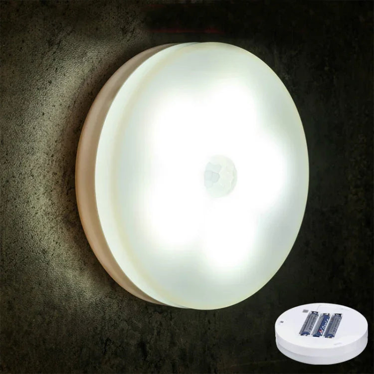 Veilleuse à LED à détection de corps humain intelligente pour chambre à coucher, lampe de chevet, modèle à piles, rechargeable