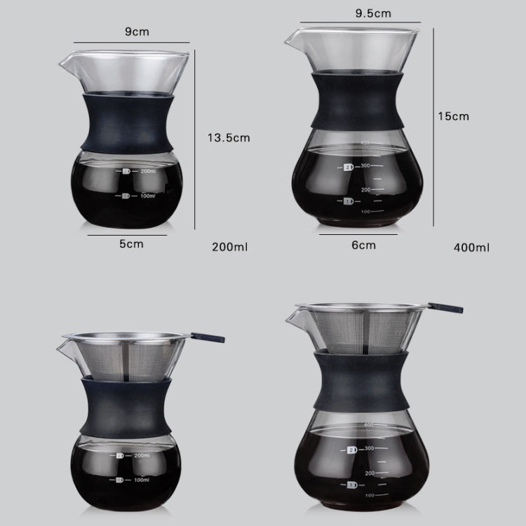 Cafetière résistante aux hautes températures, 200 ml avec filtre, 400 ml avec filtre, 200 ml sans filtre, 400 ml sans filtre