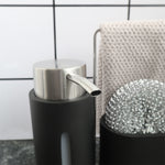 Distributeur de Savon Évier de Cuisine Brosses à Vaisselle Éponge Support Rangement Chiffons Ensemble, Support Rangement Brosses Chiffons Ensemble