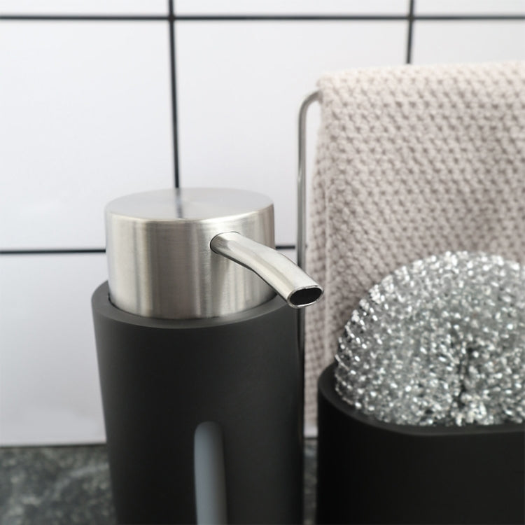 Distributeur de Savon Évier de Cuisine Brosses à Vaisselle Éponge Support Rangement Chiffons Ensemble, Support Rangement Brosses Chiffons Ensemble
