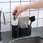 Distributeur de Savon Évier de Cuisine Brosses à Vaisselle Éponge Support Rangement Chiffons Ensemble, Support Rangement Brosses Chiffons Ensemble