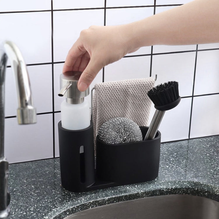 Distributeur de Savon Évier de Cuisine Brosses à Vaisselle Éponge Support Rangement Chiffons Ensemble, Support Rangement Brosses Chiffons Ensemble