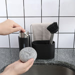 Distributeur de Savon Évier de Cuisine Brosses à Vaisselle Éponge Support Rangement Chiffons Ensemble, Support Rangement Brosses Chiffons Ensemble