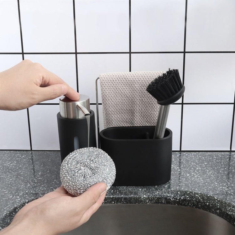 Distributeur de Savon Évier de Cuisine Brosses à Vaisselle Éponge Support Rangement Chiffons Ensemble, Support Rangement Brosses Chiffons Ensemble