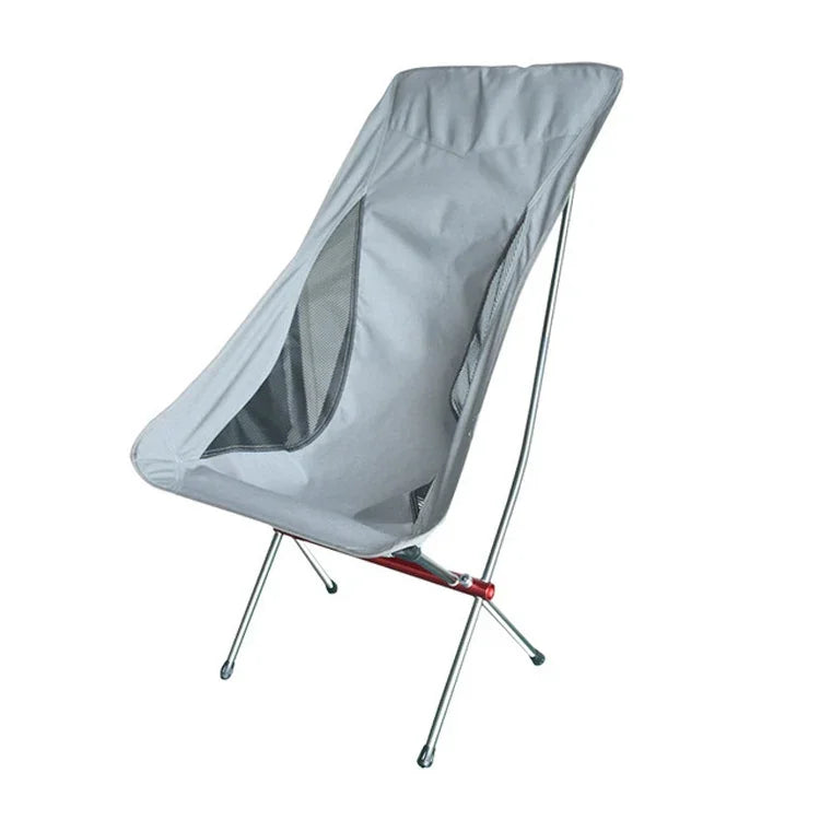 Chaise pliante portable d'extérieur ultralégère en alliage d'aluminium, chaise de camping lune plage, surface gris riz-fond rouge, surface noire-fond rouge, surface noire-fond bleu