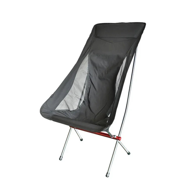 Chaise pliante portable d'extérieur ultralégère en alliage d'aluminium, chaise de camping lune plage, surface gris riz-fond rouge, surface noire-fond rouge, surface noire-fond bleu