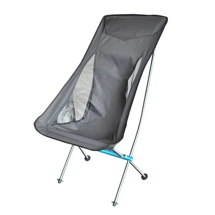 Chaise pliante portable d'extérieur ultralégère en alliage d'aluminium, chaise de camping lune plage, surface gris riz-fond rouge, surface noire-fond rouge, surface noire-fond bleu