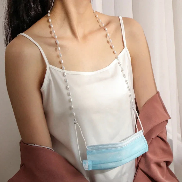 Cordon anti-perte pour masque, collier, chaîne pour lunettes à perles ovales simples, chaîne à perles ovales