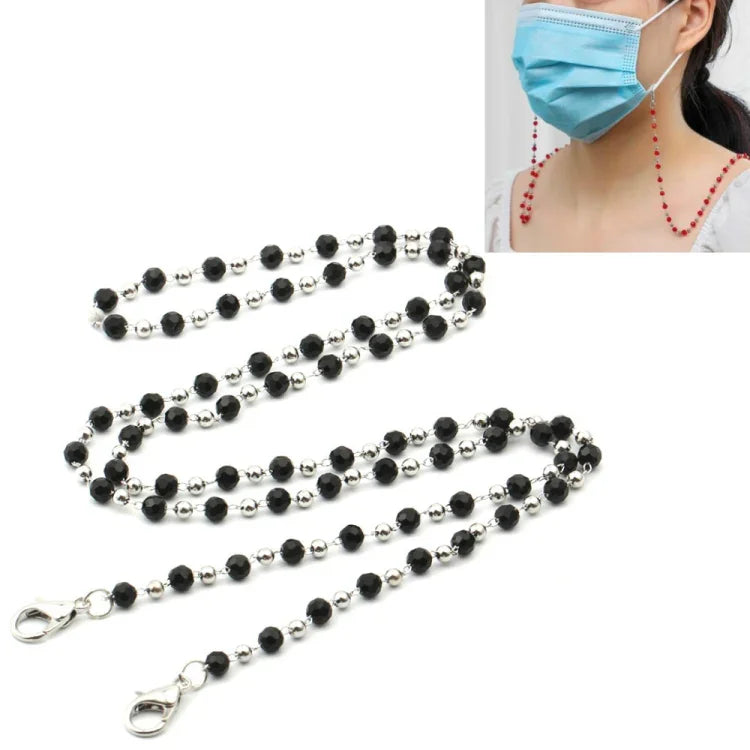 Collier personnalisé artisanal avec chaîne de perles de cristal, cordon anti-perte pour masque, chaîne pour lunettes
