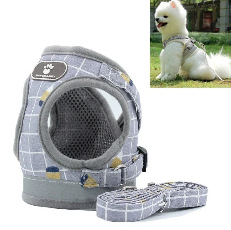 Reflective & Breathable Vest Traction Rope Pet Chest Leash, XS, S, M, XL