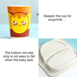 Set de vaisselle pour bébé Assiette fourchette dessin animé Vaisselle pour enfants Bol en fibre de bambou naturelle avec tasse cuillère assiette