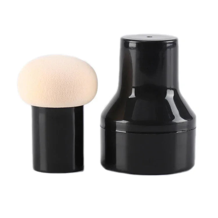 8 éponges à maquillage en forme de tête de champignon, rondes, avec manche, de couleur bleu clair, rose, couleur chair, noir, rouge vin, café, rouge rosé, matcha