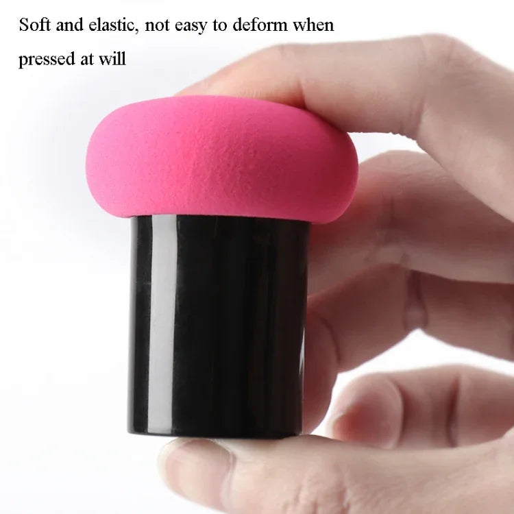 8 éponges à maquillage en forme de tête de champignon, rondes, avec manche, de couleur bleu clair, rose, couleur chair, noir, rouge vin, café, rouge rosé, matcha