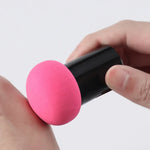 8 éponges à maquillage en forme de tête de champignon, rondes, avec manche, de couleur bleu clair, rose, couleur chair, noir, rouge vin, café, rouge rosé, matcha