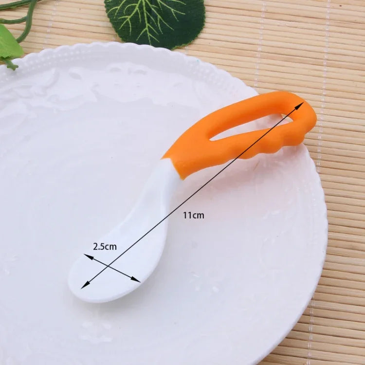 2 PCS Cuillère courbée pour bébé Cuillère d'alimentation Tétine Cuillère solide Fournitures Cuillère courbée Vaisselle pour enfants